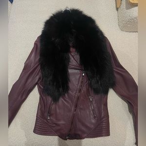 100% Genuine Italian Leather jacket with faux fur collar